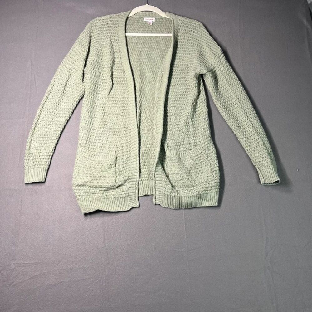 Cat & Jack XL Girls Green knitted open front cardigan with pockets